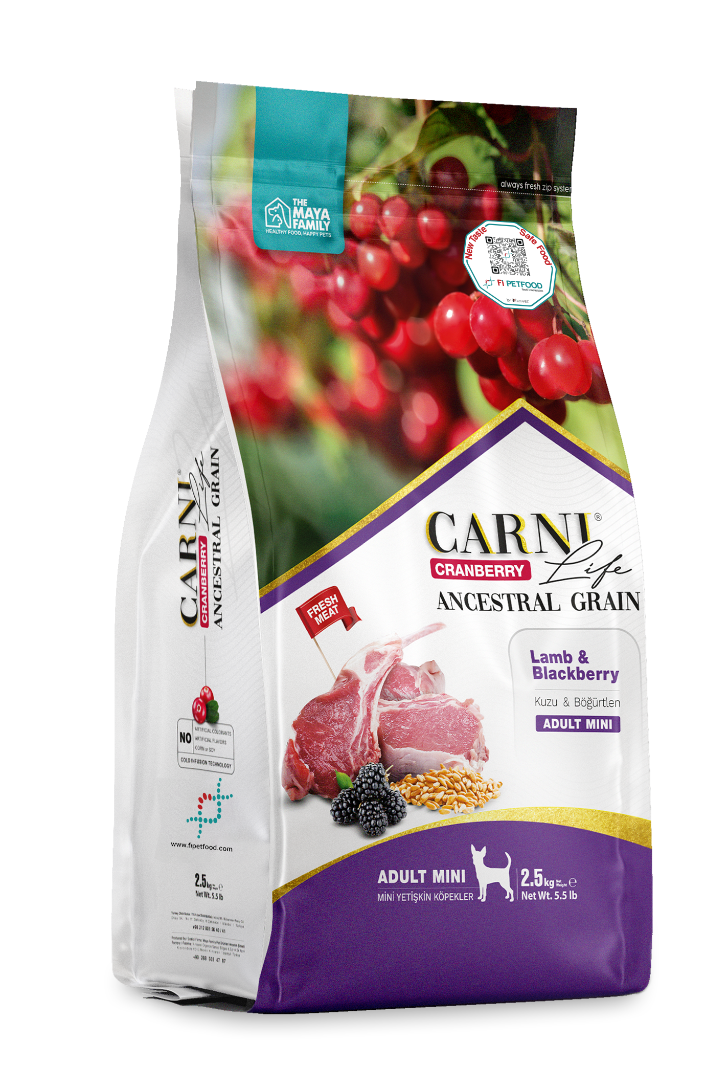 CARNI LIFE CRANBERRY ANCESTRAL GRAIN DOG LAMB & BLACKBERRY ADULT MINI